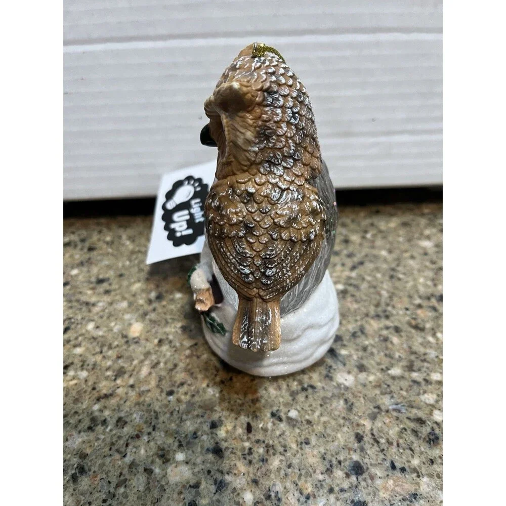 OWL GLITTER GLOBE Christmas Tree Ornaments  Lights Up